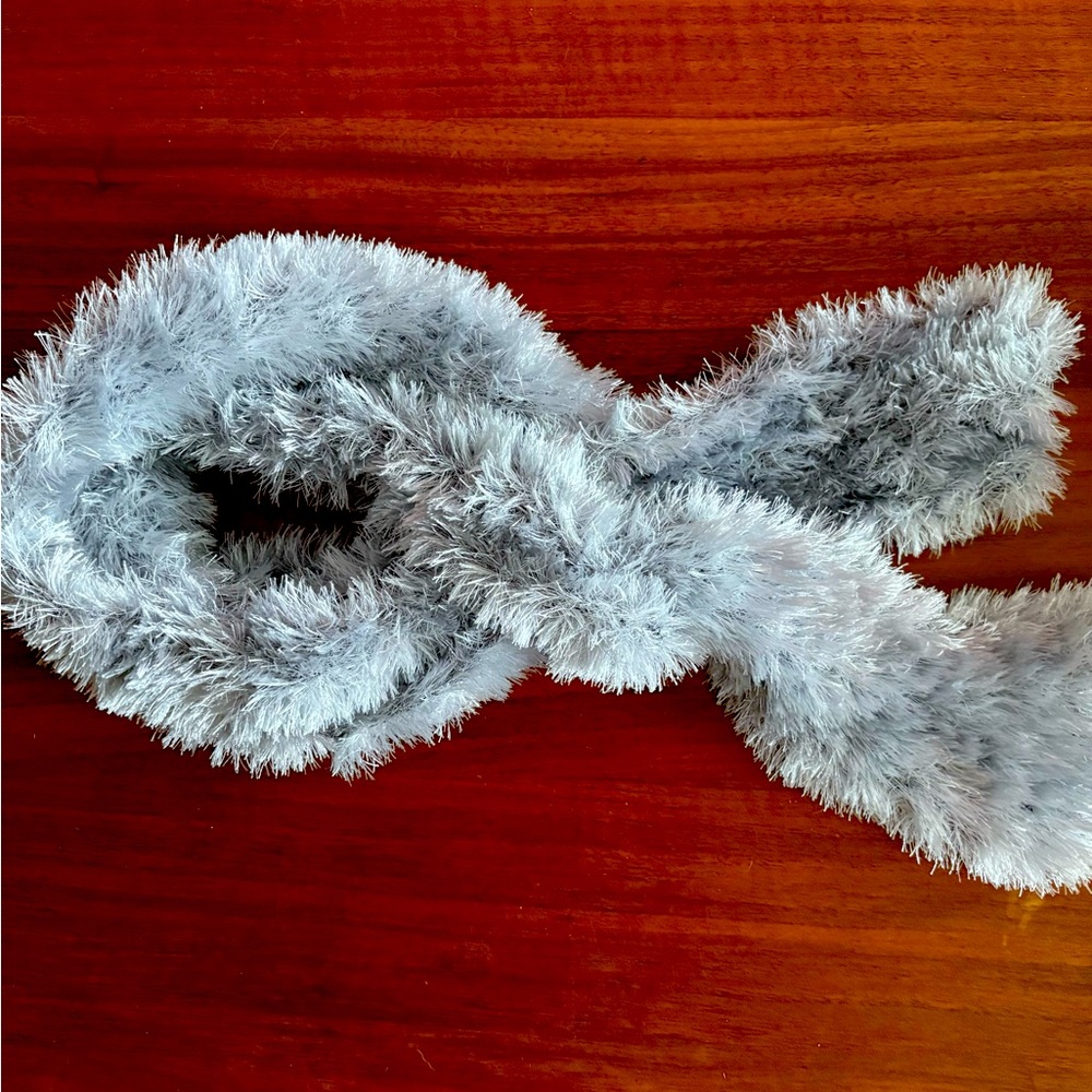 Elegant Gray Fluffy Scarf